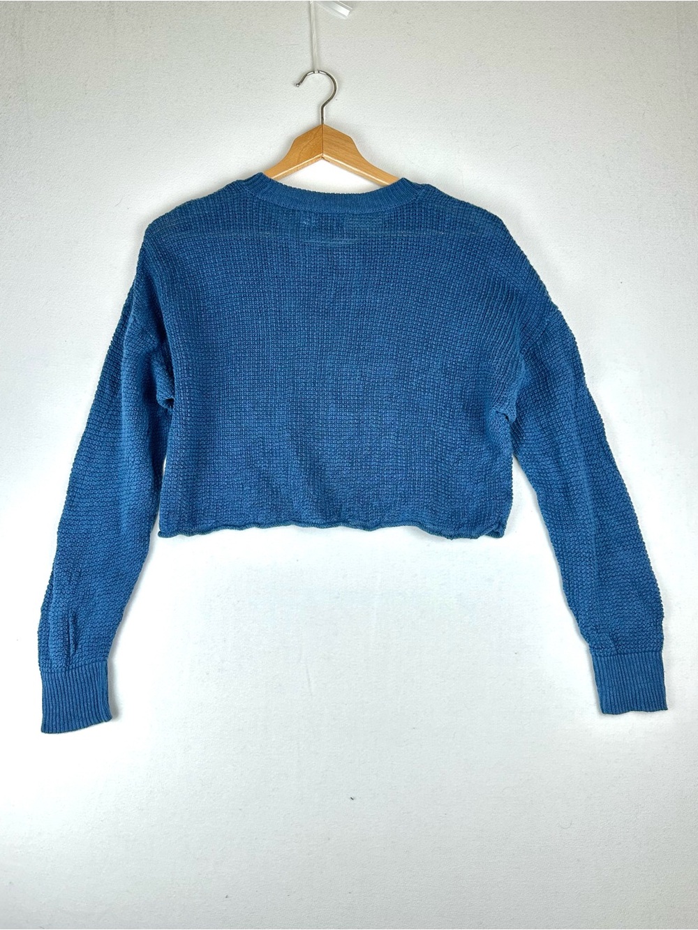 Onia Cropped Waffle Crewneck Pullover Sweater Linen Lightweight - Picture 4 of 10